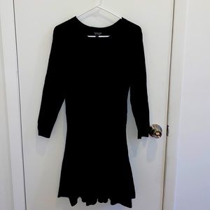 Topshop Long Sleeve Fit & Flare Black Knit Dress - Size 10